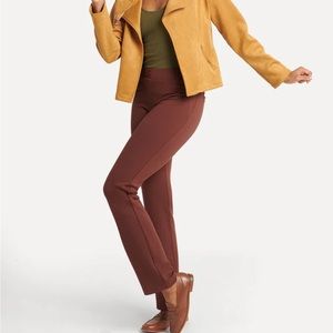 Betabrand Professional Stretchy Straight-Leg, Two-Pocket Maroon Dress Pants